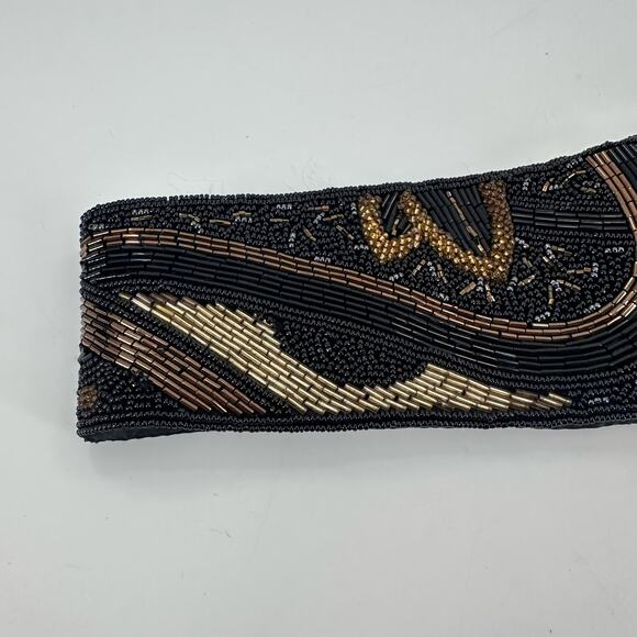 Crown Pacific Beaded Belt Hook Look Black Gold Metallic Size Medium‎ - Picture 3 of 10